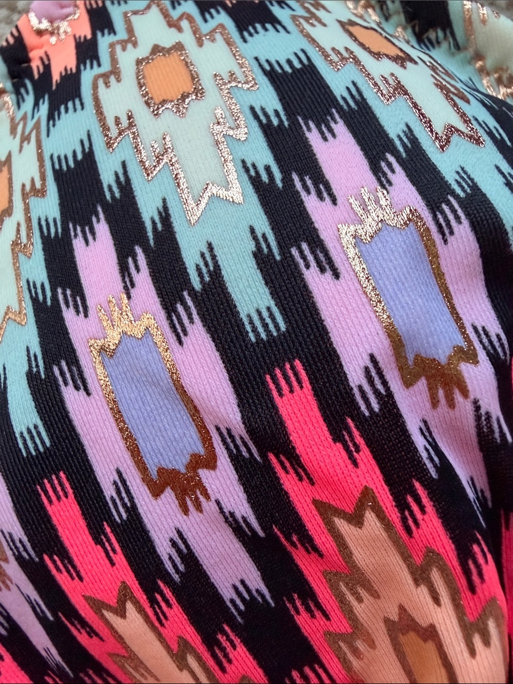 Victoria's Secret Neon Coral & Multicolor Ikat Triangle Bikini - Picture 9 of 9